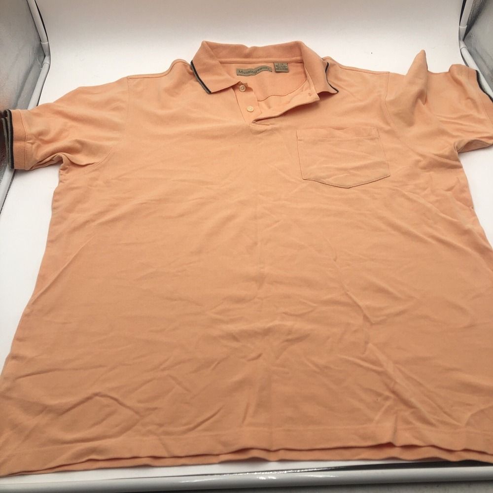 Munsingwear Mens Polo Shirt Orange Creamsicle‎ Color Size Large Chest Pocket